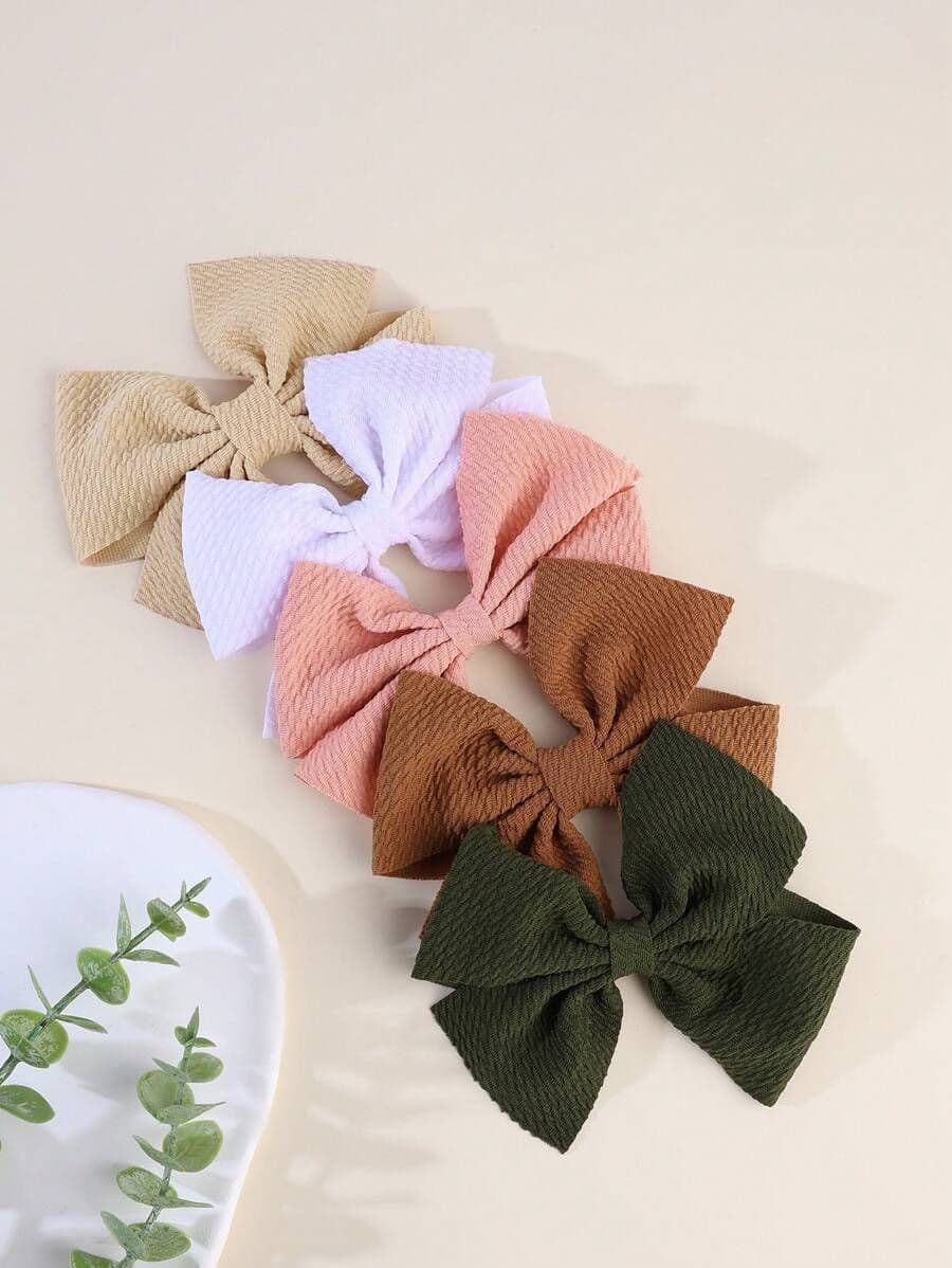 Set de 5 Ganchos para el Cabello con Lazos de Color Sólido para Niñas