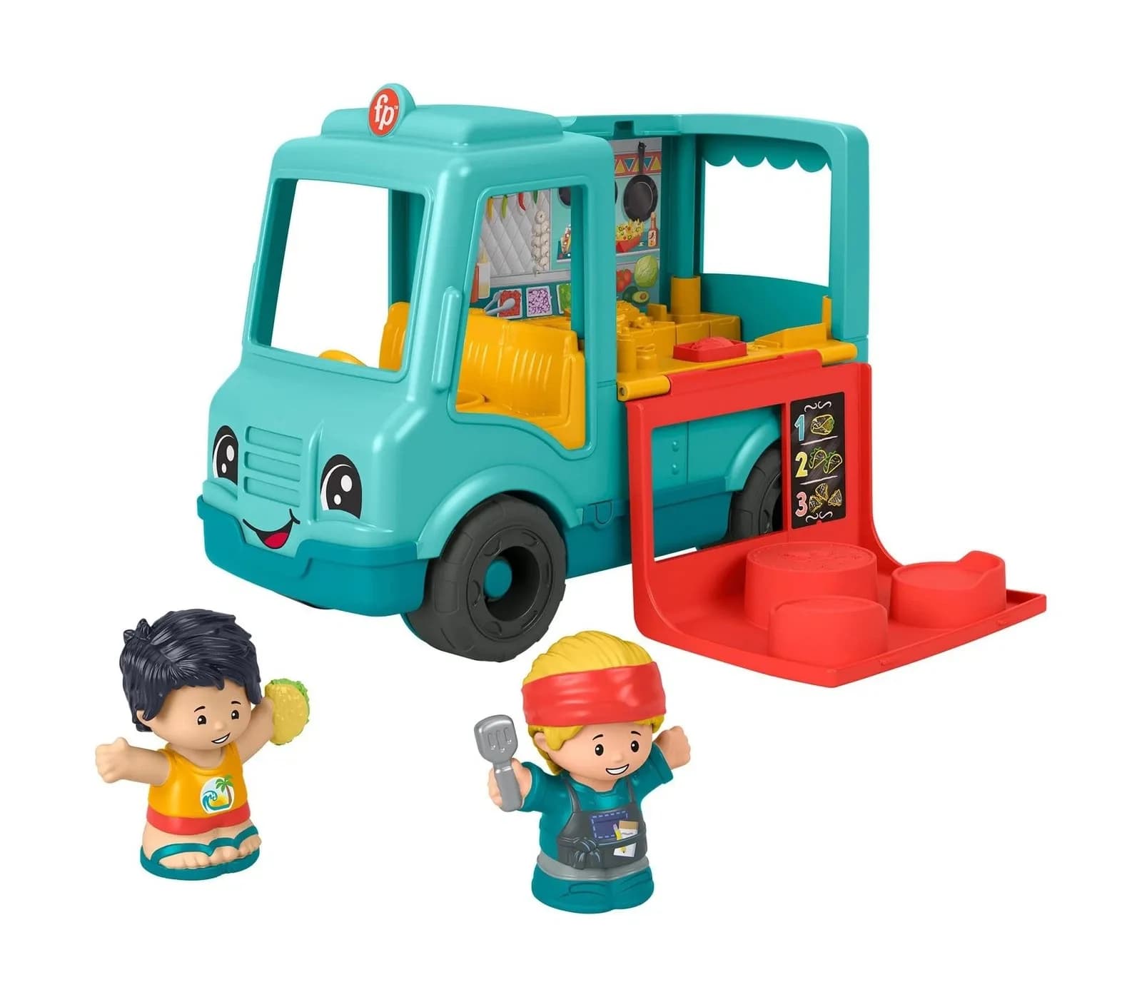 Camión de Comida Musical Little People Serve It Up Fisher-Price, Vehículo de Juguete para Niños Pequeños, Versión Multilingüe