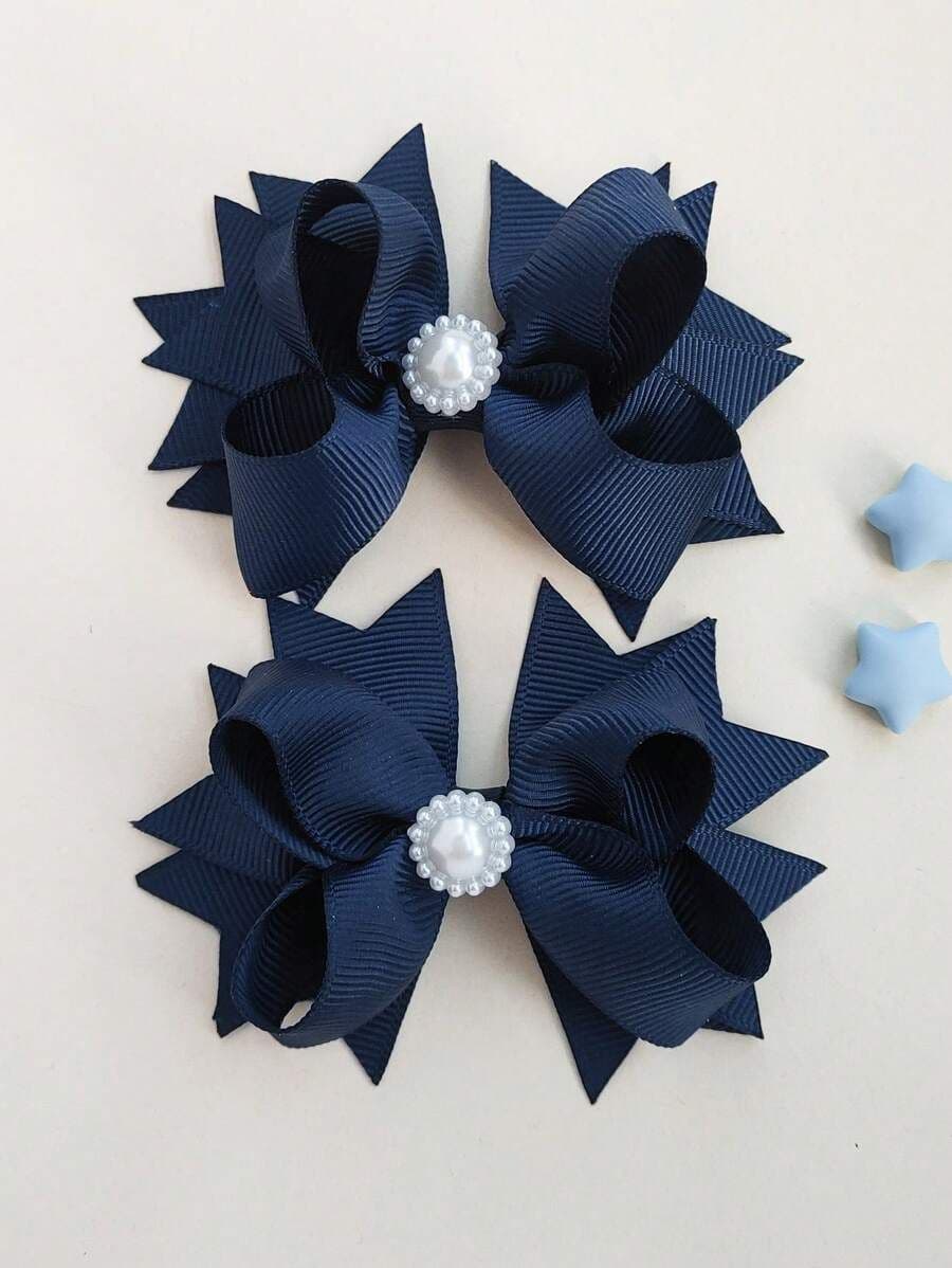 Set de 2 Lazos para el Cabello de 3” para Niñas – Elegantes con Clip, Ideales para Escuela y Fiestas