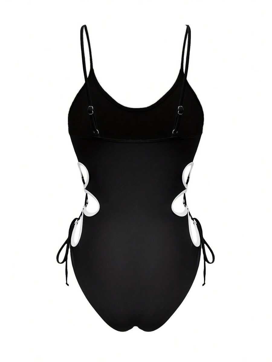 Traje de Baño Entero para Mujer con Diseño Hollow Out y Tirantes Finos – Estilo Sexy y Casual - Miniatura 3