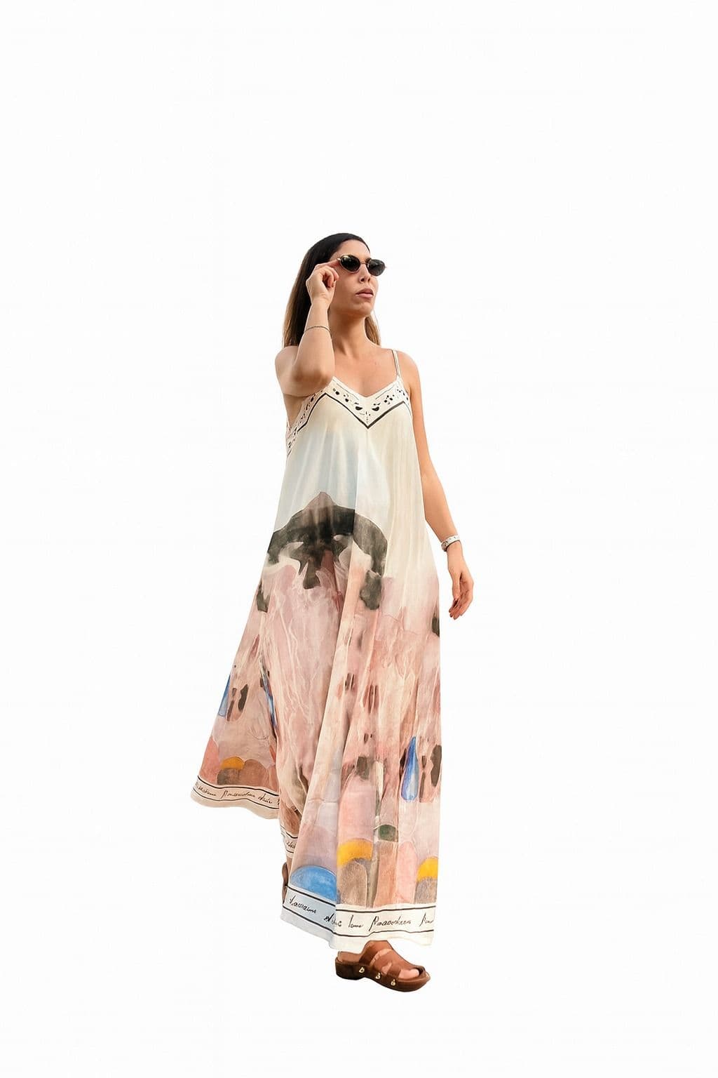 Vestido Largo Estampado – Estilo Artístico Italiano