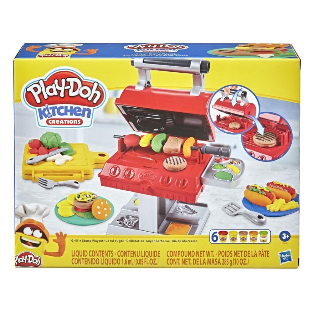 Set de Juego Play-Doh Kitchen Creations Grill 'n Stamp (Parrilla y Sello) para Niños de 3 Años en Adelante con 6 Colores No Tóxicos