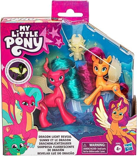 My Little Pony: Tell Your Tale - Revelación de Luz de Dragón, 3 Muñecos que Brillan en la Oscuridad, Juguetes a Escala de 3 Pulgadas para Niñas y Niños de 4+ Años