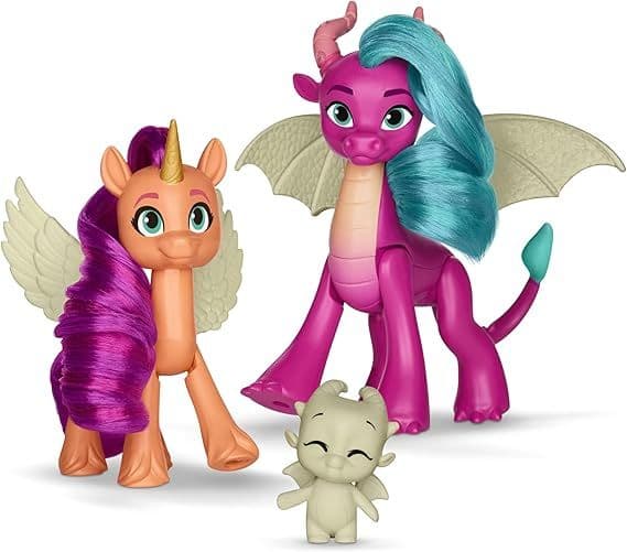 My Little Pony: Tell Your Tale - Revelación de Luz de Dragón, 3 Muñecos que Brillan en la Oscuridad, Juguetes a Escala de 3 Pulgadas para Niñas y Niños de 4+ Años