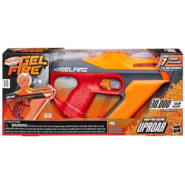 Lanzador Nerf Pro Gelfire Uproar, 10,000 Municiones Gelfire, Tolva de 400 Municiones, Gafas Protectoras, Edades 14+