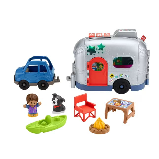 Casa Rodante de Aprendizaje con Luces Little People Fisher-Price, Juguete Electrónico RV para Niños Pequeños, 8 Piezas