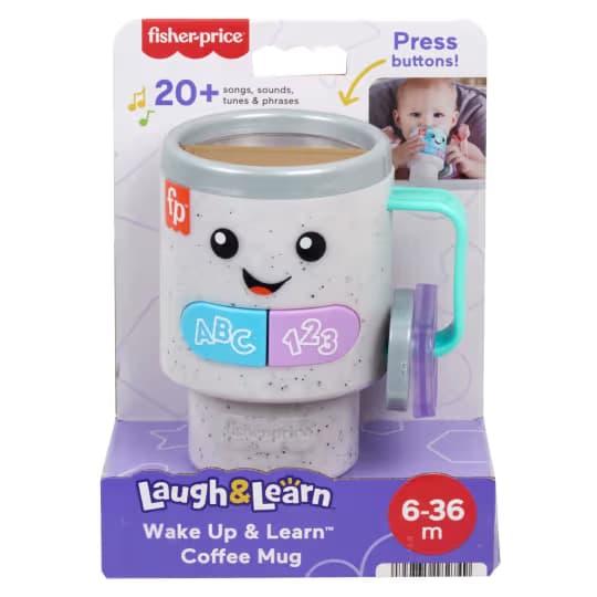 Taza de Café de Aprendizaje con Luces y Música Fisher-Price Laugh & Learn Wake Up & Learn para Bebés y Niños Pequeños
