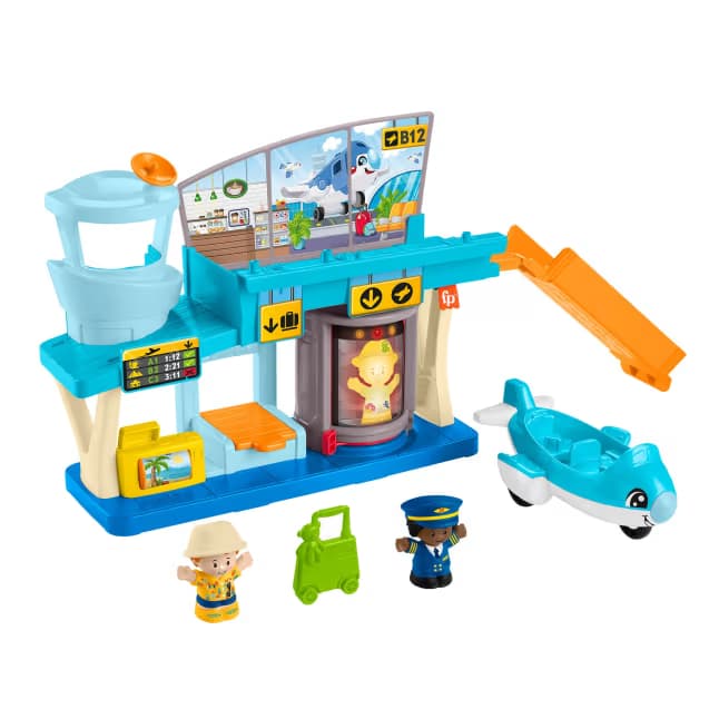 Set de Juego Aeropuerto de Aventuras Cotidianas Little People Fisher-Price, Avión y 3 Piezas de Juego