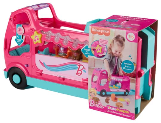 Set de Juego Casa Rodante Barbie Little Dream Camper Little People Fisher-Price con Música, Luces y 2 Figuras