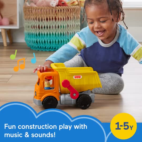 Camión Volquete Little People Work Together Fisher-Price, Juguete de Construcción para Niños Pequeños con Música
