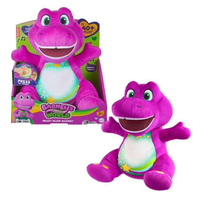 Juguete de Peluche Barney Heart Glow Barney’s World Fisher-Price con Música y Luces para Niños Pequeños y Niños