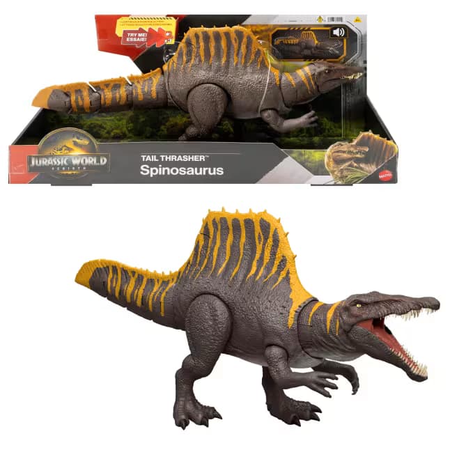 Figura De Acción De Espinosaurio Cola Destructora De Jurassic World Rebirth, Juguete De Dinosaurio Con 2 Movimientos De Ataque
