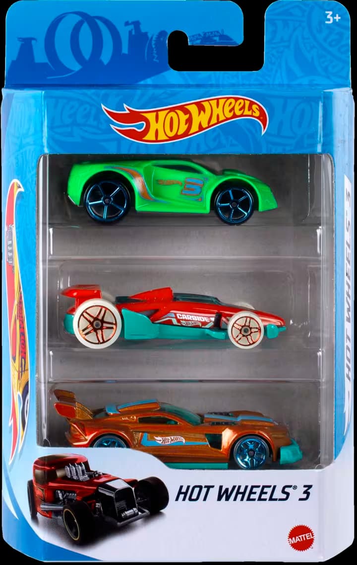 Paquete de 3 Vehículos de Juguete Hot Wheels a Escala 1:64