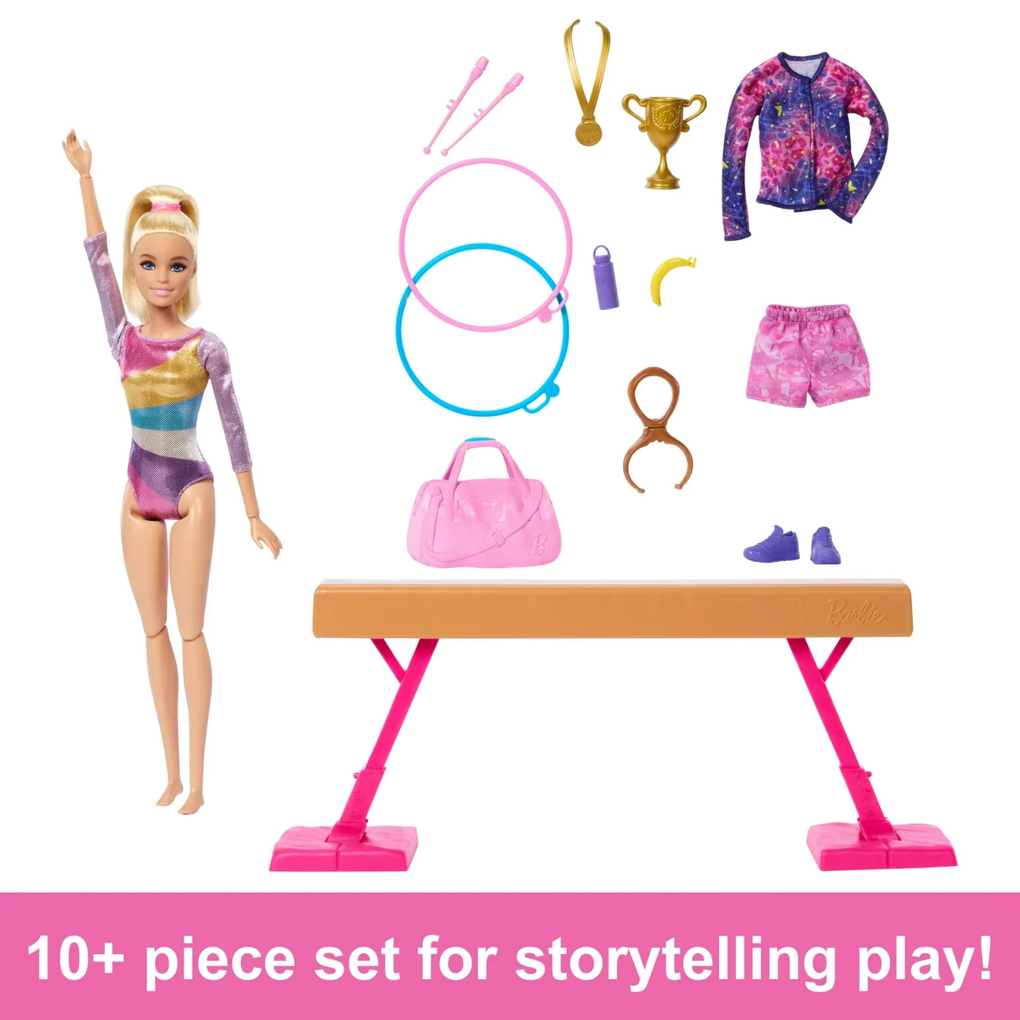 Set de Juego de Gimnasia Barbie con Muñeca Rubia, Barra de Equilibrio y Accesorios, 3+ Años - Miniatura 3