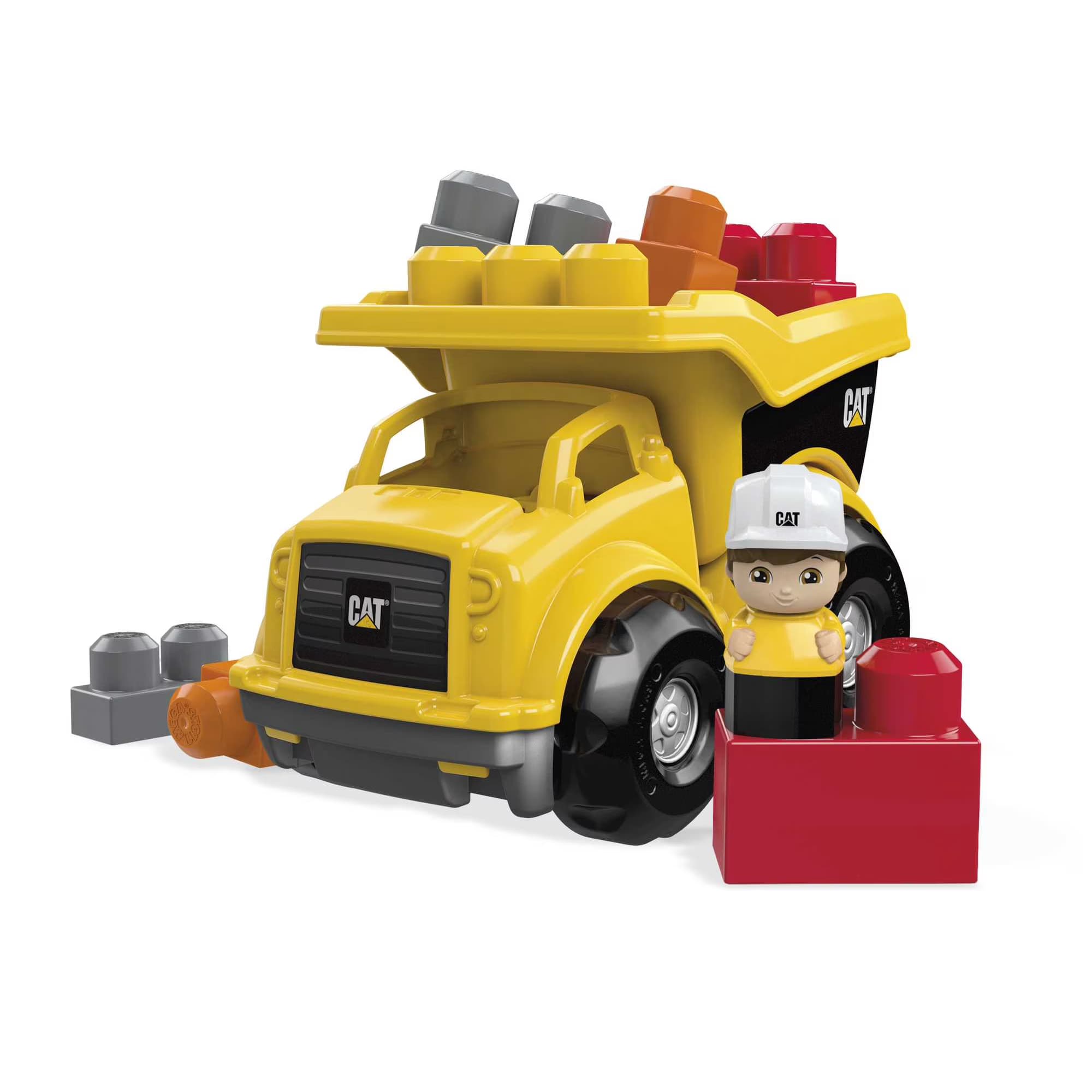 Bloques de Construcción MEGA BLOKS Cat (7 Piezas) con Camión Volquete y Almacenamiento Fisher-Price