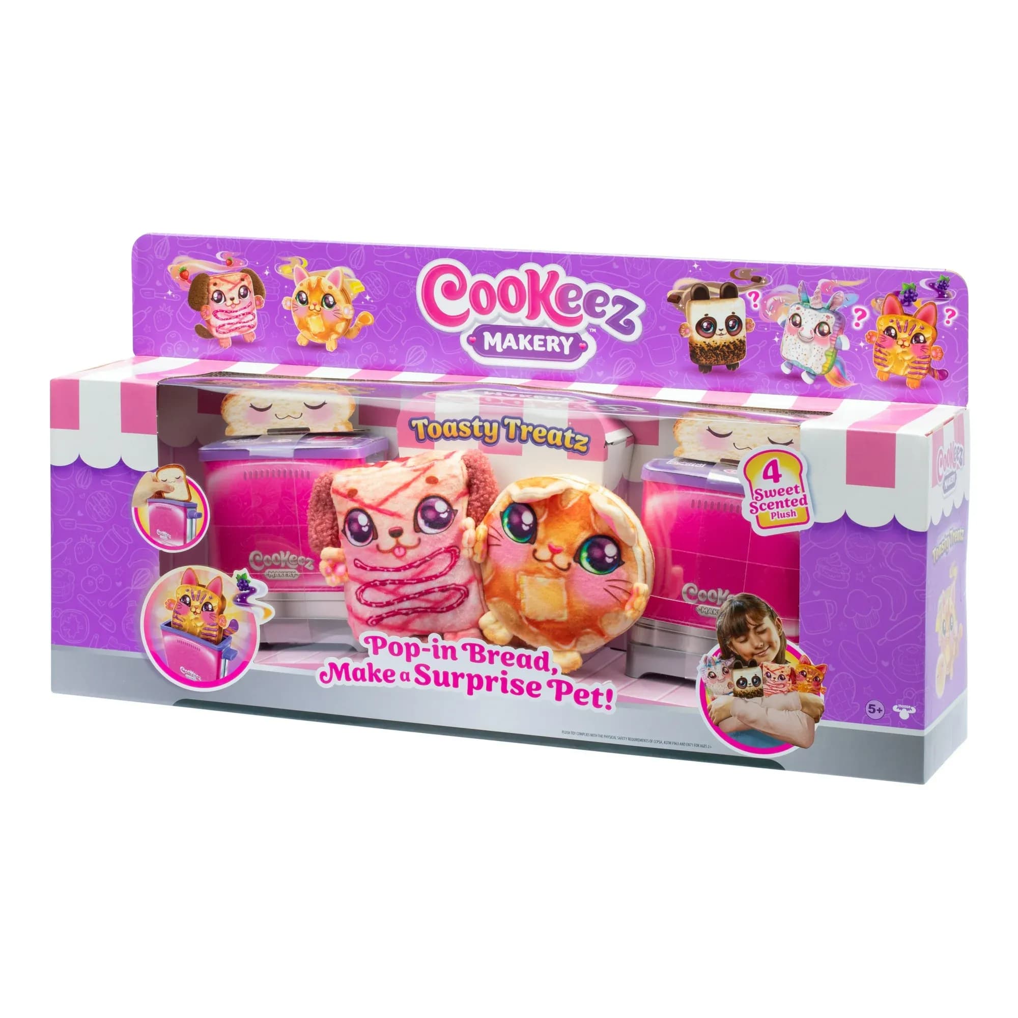 Pack de Felpa con Valor Tostador Cookeez Makery Toasty Treatz con Peluches Perfumados, Estilos Varían, Edades 5+