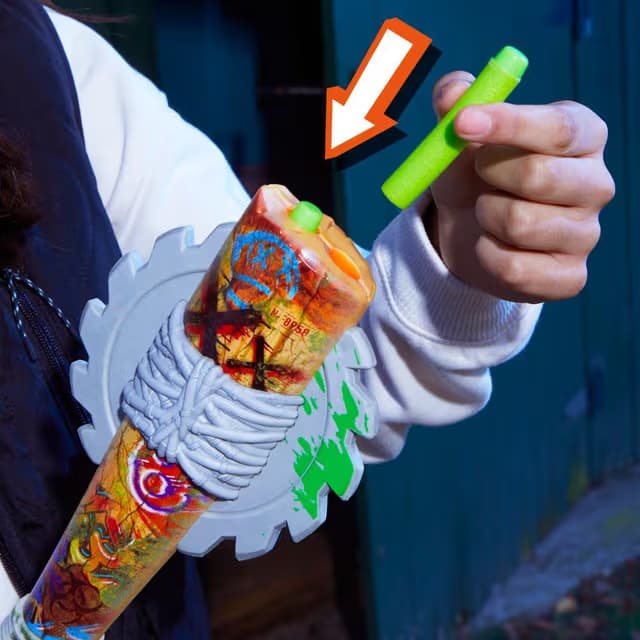 Lanzador de Dardos Nerf Zombie Strikeout, 8 Dardos Nerf Elite, Hoja de Espuma, Juegos al Aire Libre - Miniatura 3