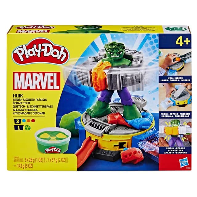 Set de Juego Play-Doh Marvel Hulk Smash & Squish (Aplastamiento y Aplastamiento) con Figura de Acción de Hulk