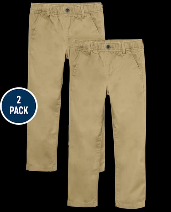 The Children’s Place – Pack de 2 Pantalones Chino Rectos Pull-On para Niño – Color Kaki – Tallas 5–18