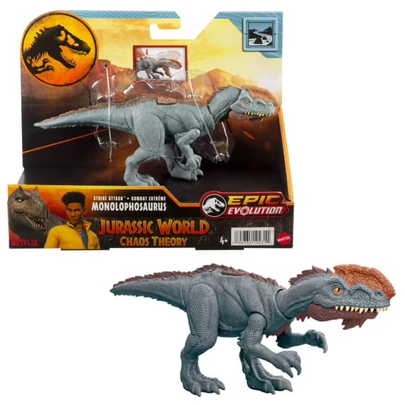 Figura de Acción Dinosaurio Jurassic World Strike Attack Monolophosaurus con Acción de Golpe Único