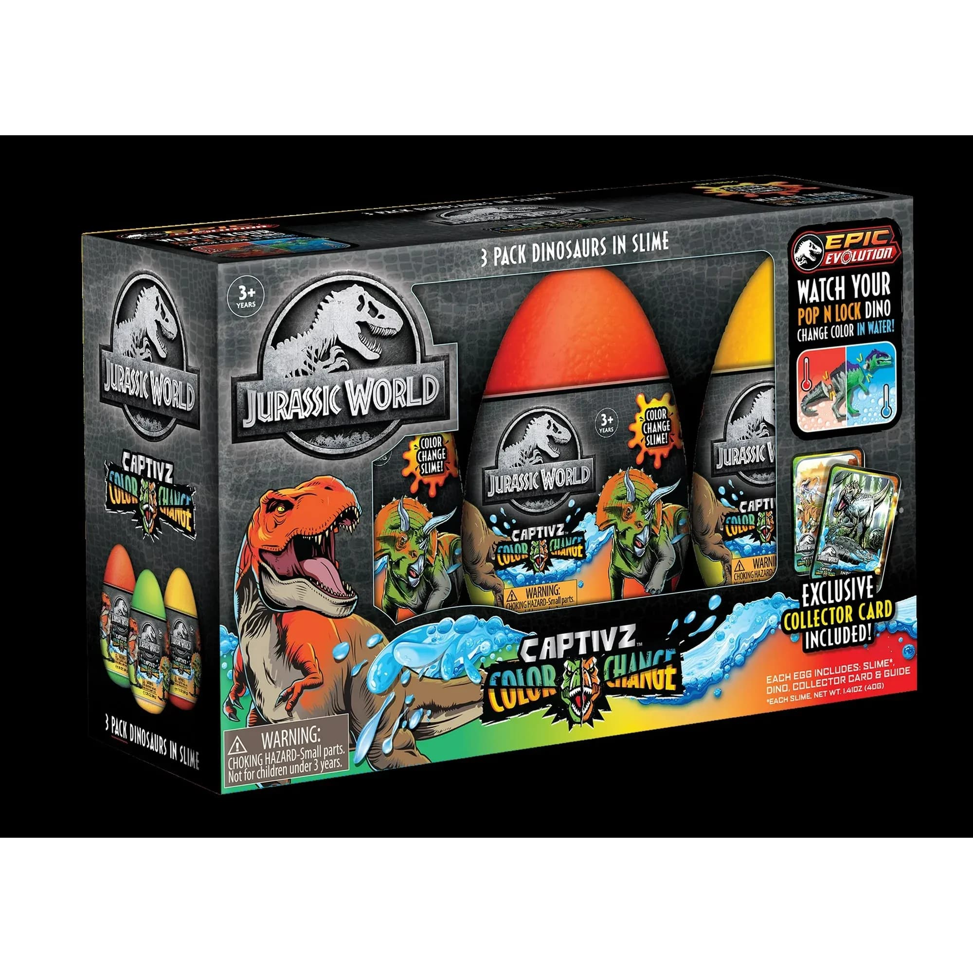 Pack de 3 Huevos Slime Jurassic World Color Change Dinosaur Edition