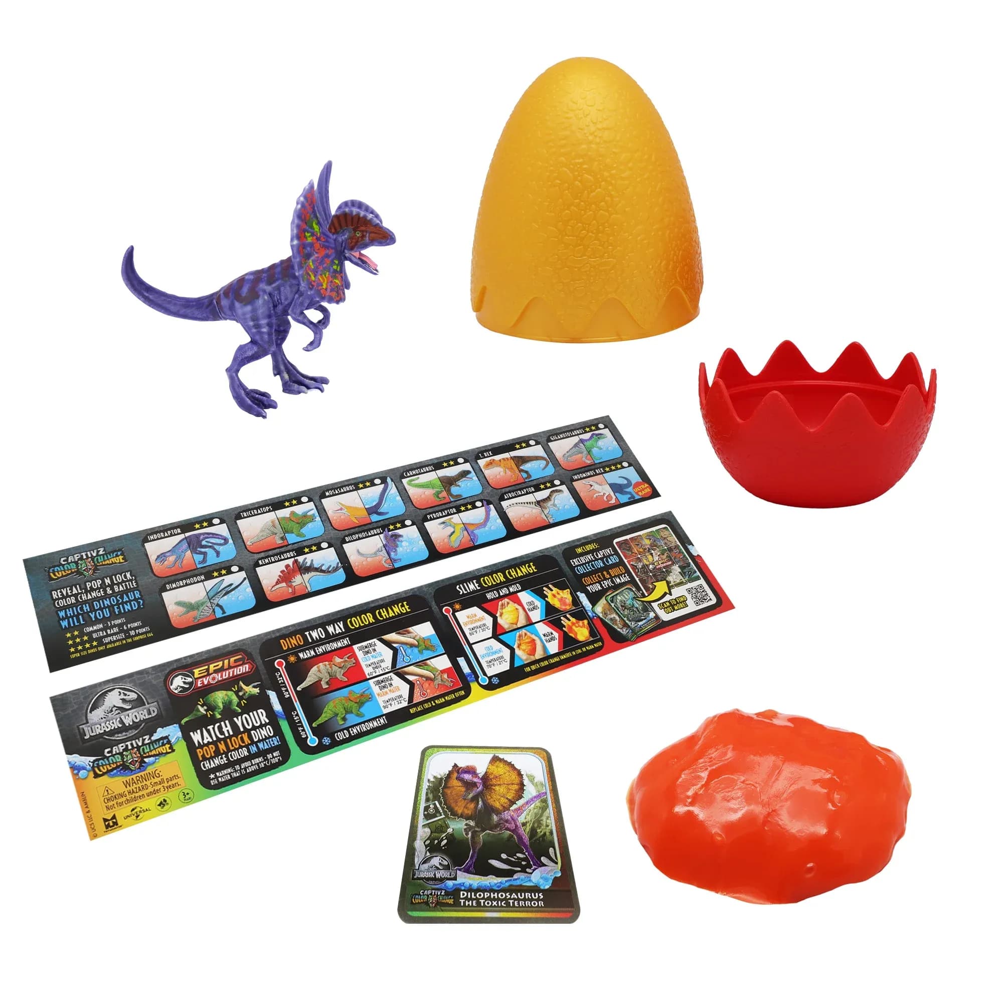 Pack de 3 Huevos Slime Jurassic World Color Change Dinosaur Edition