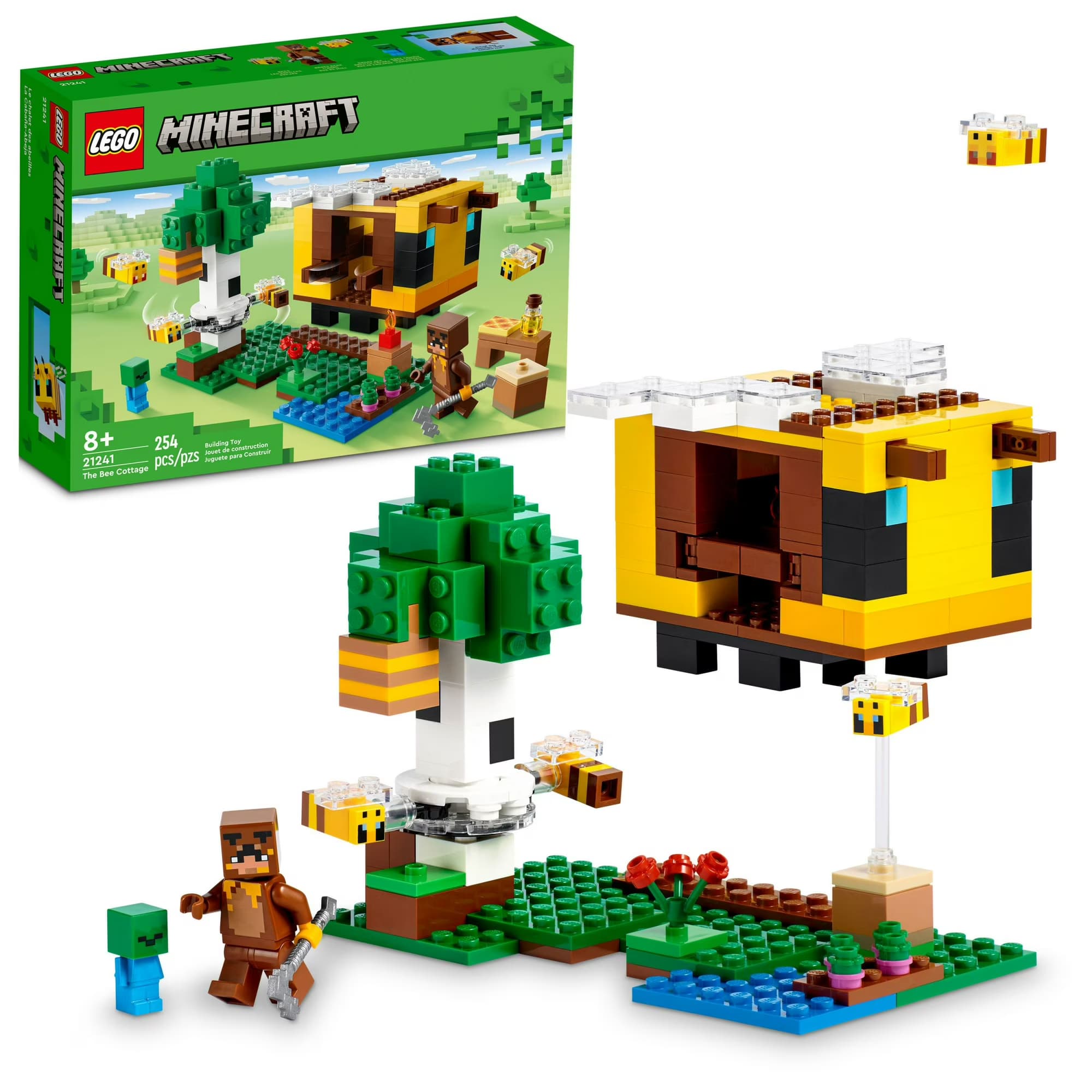 LEGO Minecraft La Cabaña de las Abejas (21241), Set de Construcción (254 Piezas)