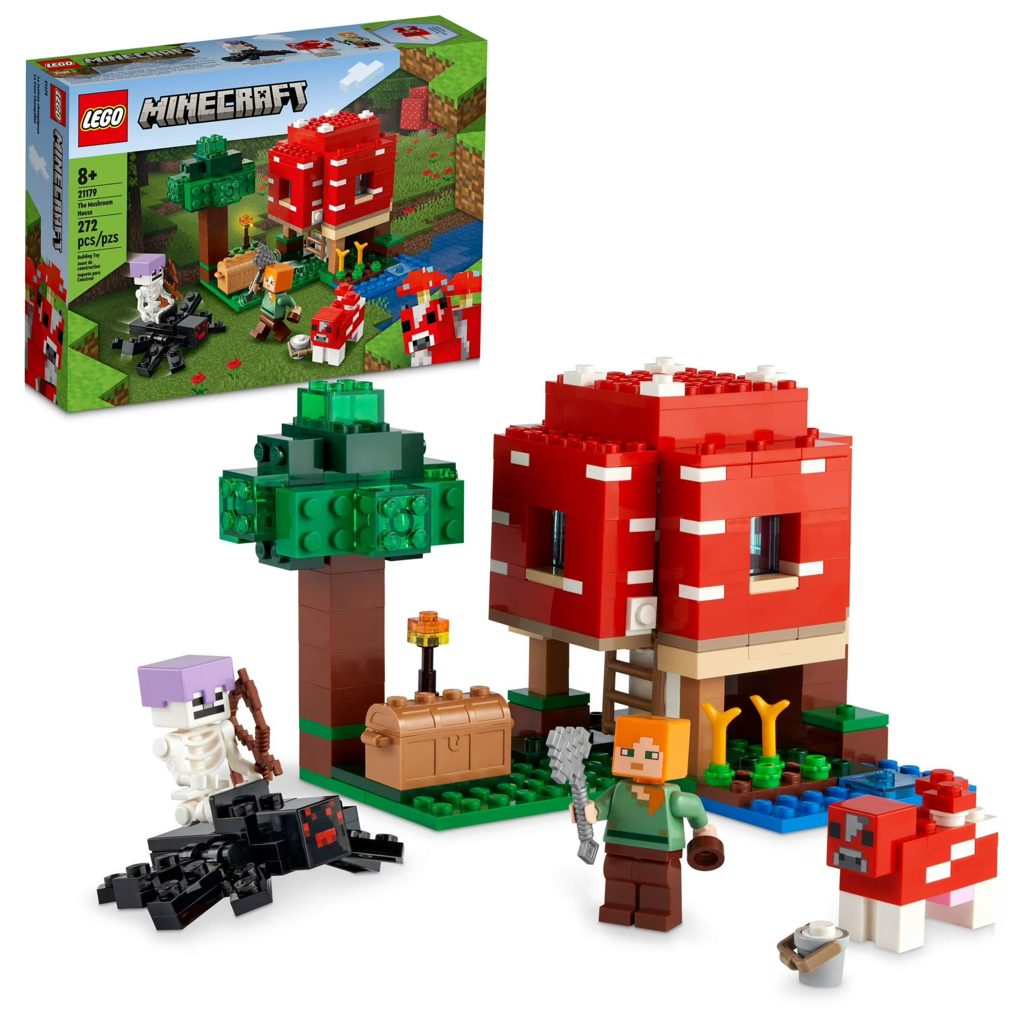 LEGO Minecraft La Casa de Setas (21179), Set de Juguete de Construcción para Niños de 8+ Años