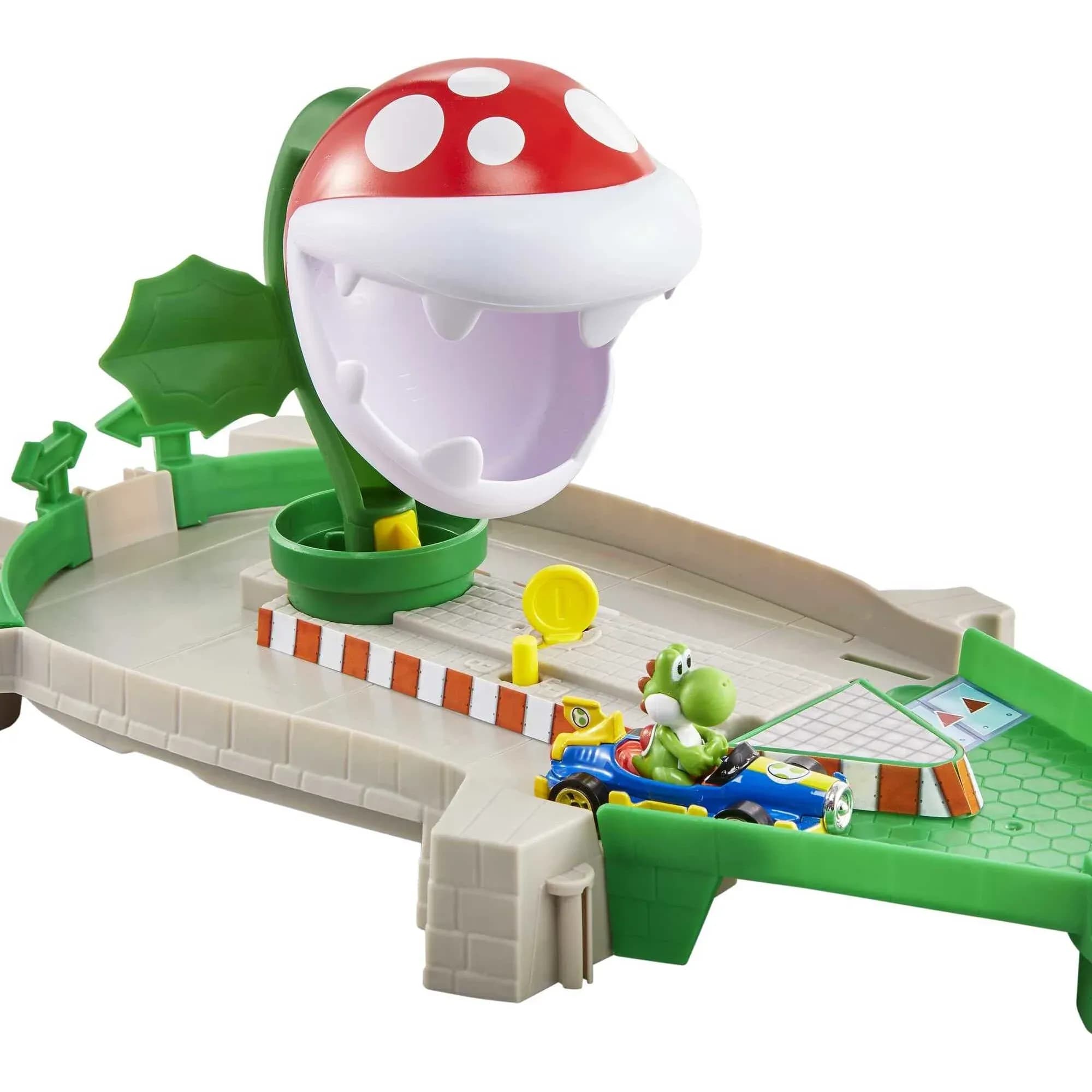 Pista Mario Kart Planta Piraña Hot Wheels con Kart Yoshi Escala 1:64 y Lanzador de Gravedad - Miniatura 3