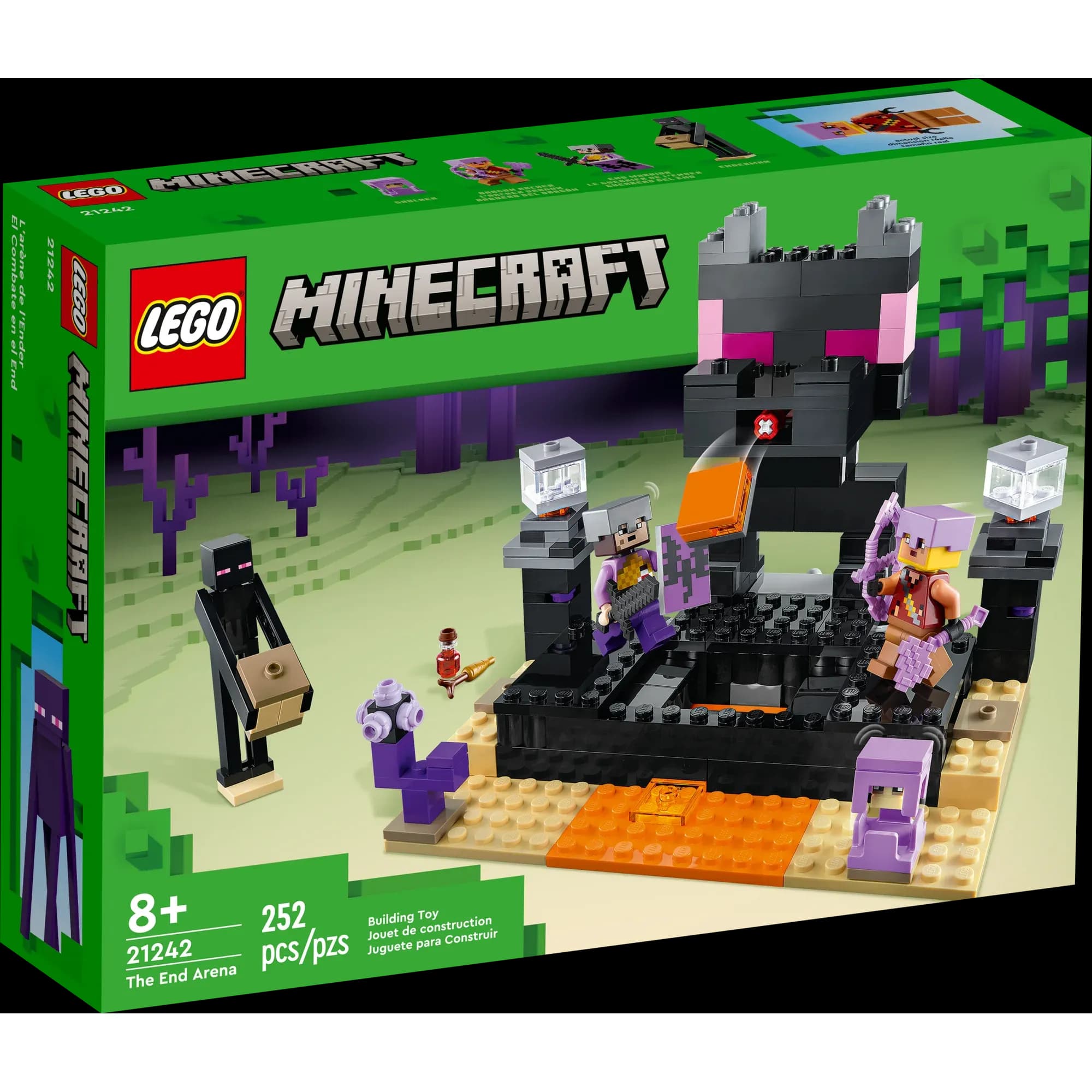 LEGO Minecraft La Arena del End (21242), Set de Batalla del Dragón Ender, Multijugador con Mobs, Shulker y Enderman