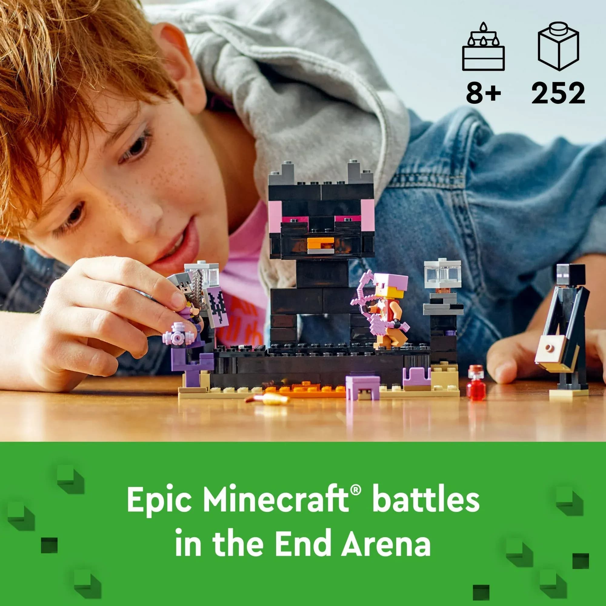 LEGO Minecraft La Arena del End (21242), Set de Batalla del Dragón Ender, Multijugador con Mobs, Shulker y Enderman - Miniatura 3
