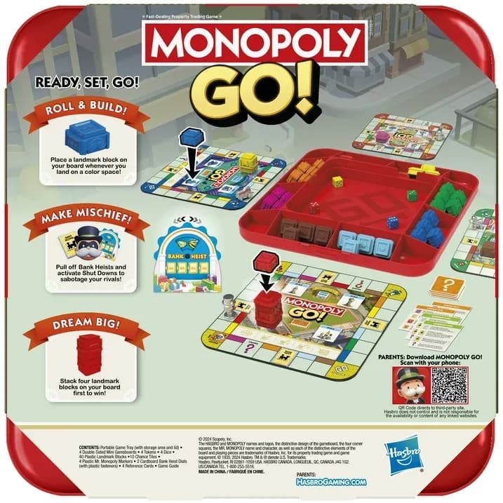 Monopoly GO! Juego de Mesa, Inspirado en el Popular Juego de Mesa Móvil, 15 Minutos, Juegos Familiares, Edades 8+