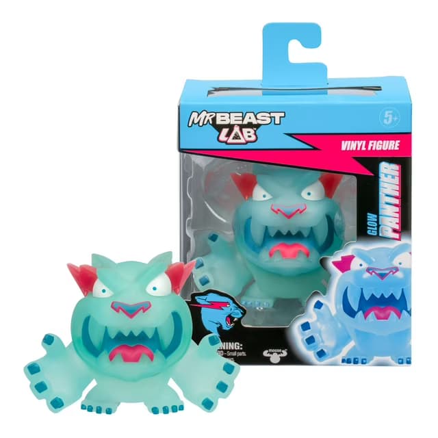 Figura de Vinilo Coleccionable MrBeast Lab Pantera Brillante (Glow Panther), 8.8 cm de Alto, Caja Premium, Edades 5+