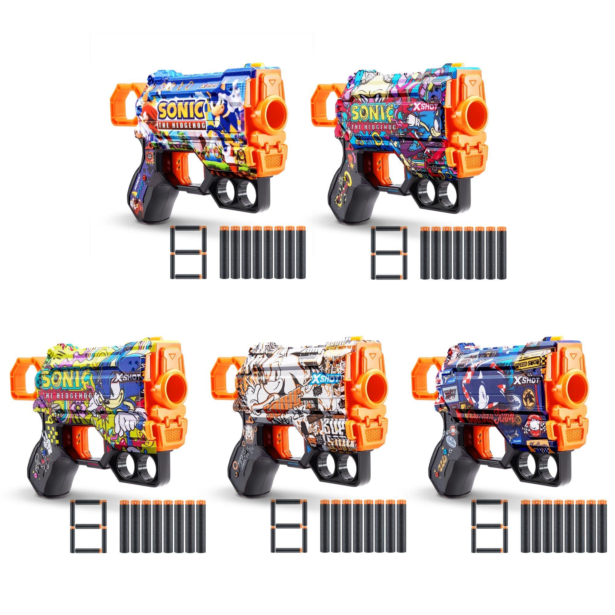 Pistola XSHOT Skins Menace - Skin Retro Sonic (8 Dardos) de ZURU, Juguete Exterior - Miniatura 3