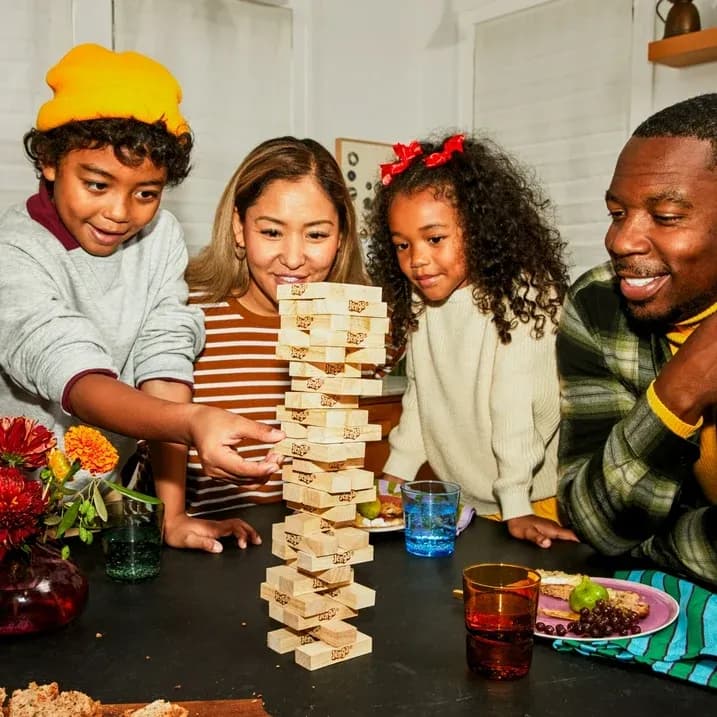 Juego Clásico Jenga con Bloques de Madera Maciza Genuina para Niños de 6 Años en Adelante
