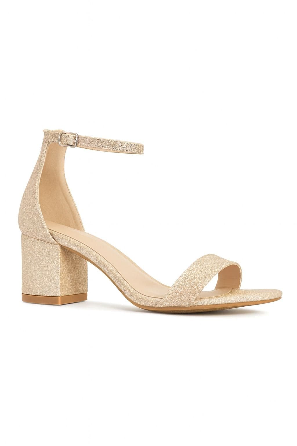 Sandalia Dorada Elegante con Tacón Cuadrado para Mujer