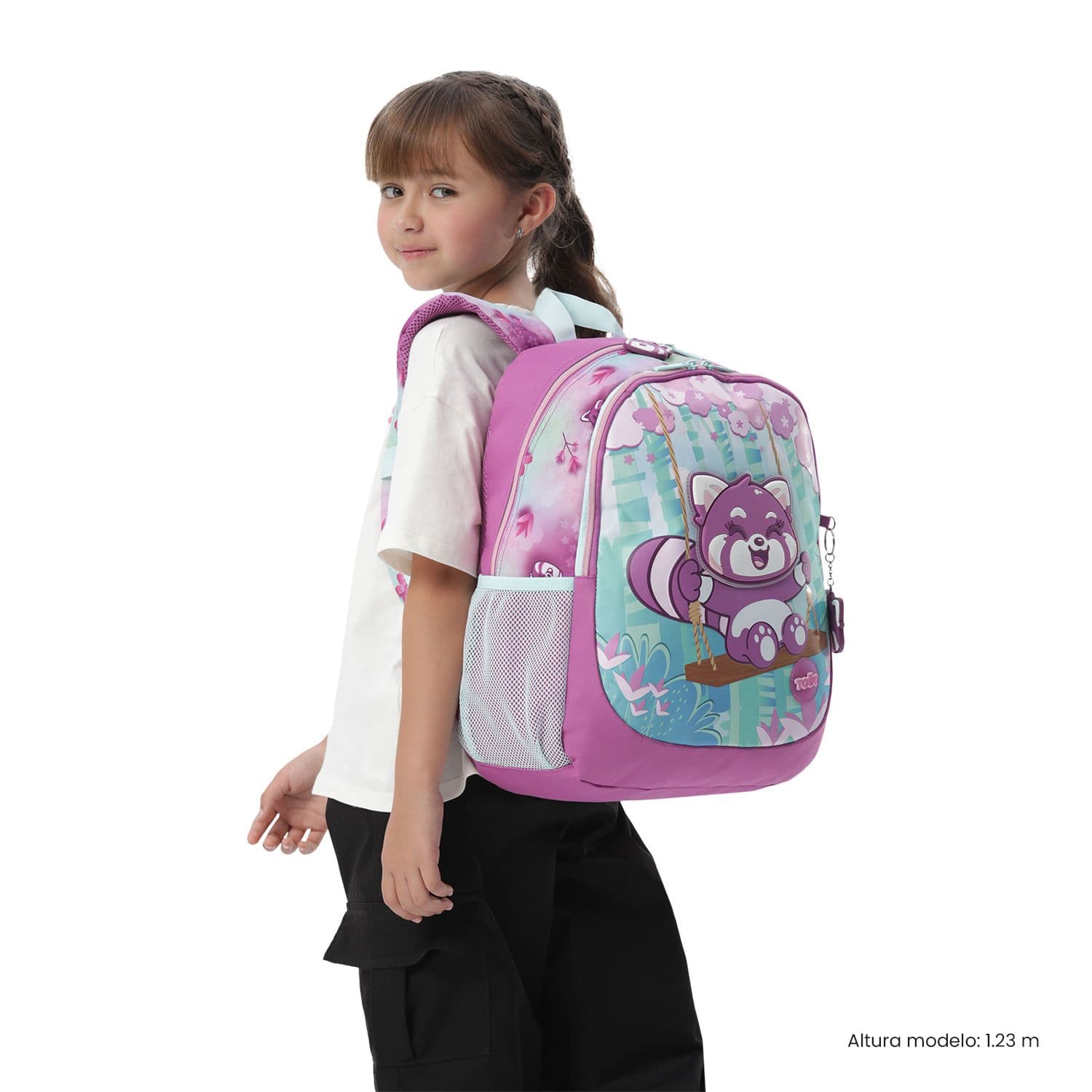 Combo Escolar Morral Bambú + Libro para Colorear Mediano - Fucsia