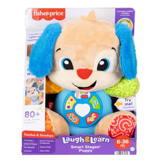 Juguete de Peluche Musical de Aprendizaje Fisher-Price Laugh & Learn Smart Stages Puppy (Perrito) para Bebés y Niños Pequeños