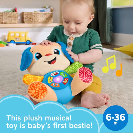 Juguete de Peluche Musical de Aprendizaje Fisher-Price Laugh & Learn Smart Stages Puppy (Perrito) para Bebés y Niños Pequeños