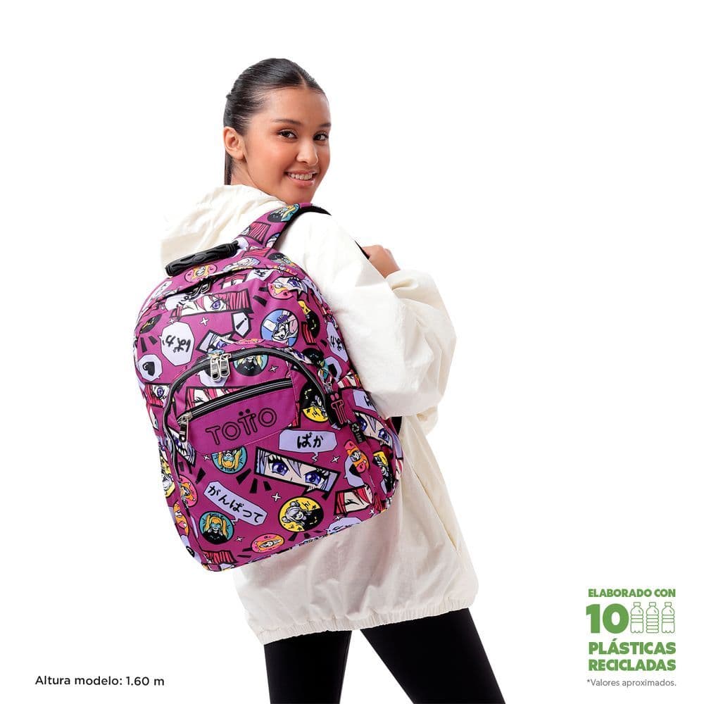 Morral Escolar Niña Porta PC 14" Acuarela - Rosado