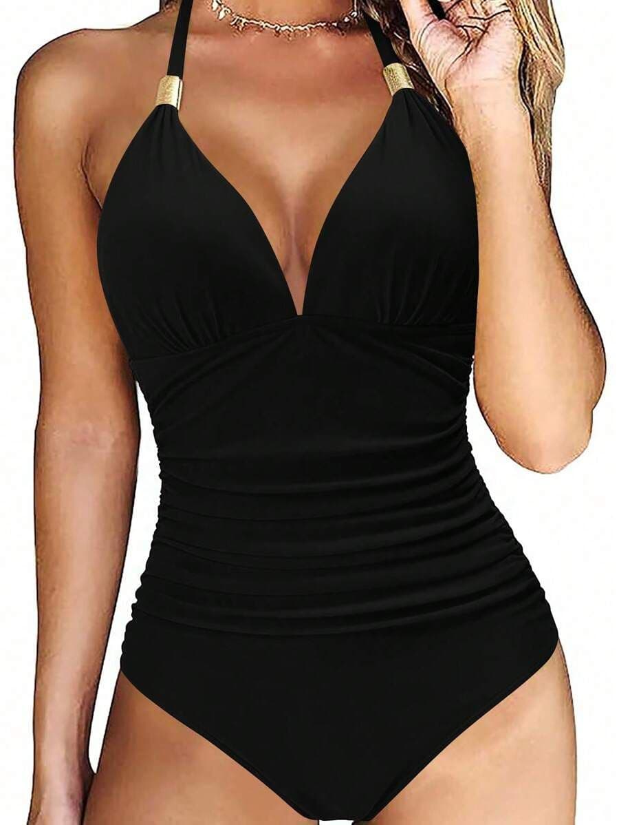 Swim Lushoire – Camiseta Estilo Camisole para Mujer en Color Sólido con Corte Ajustado y Escote en V