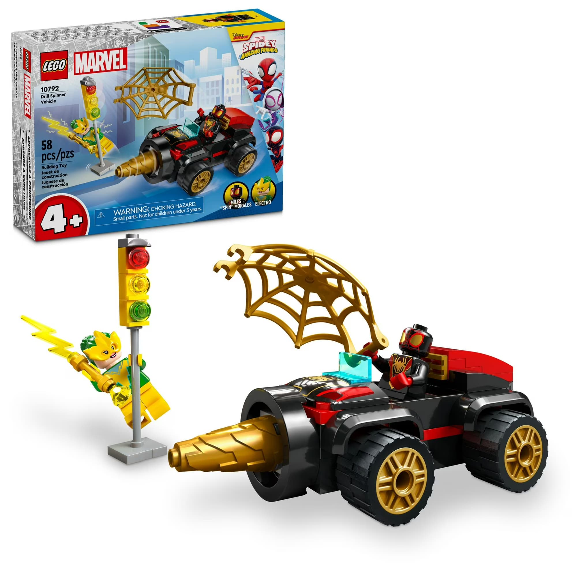 Vehículo Taladro LEGO Marvel, Coche de Miles “Spin” Morales con 2 Minifiguras